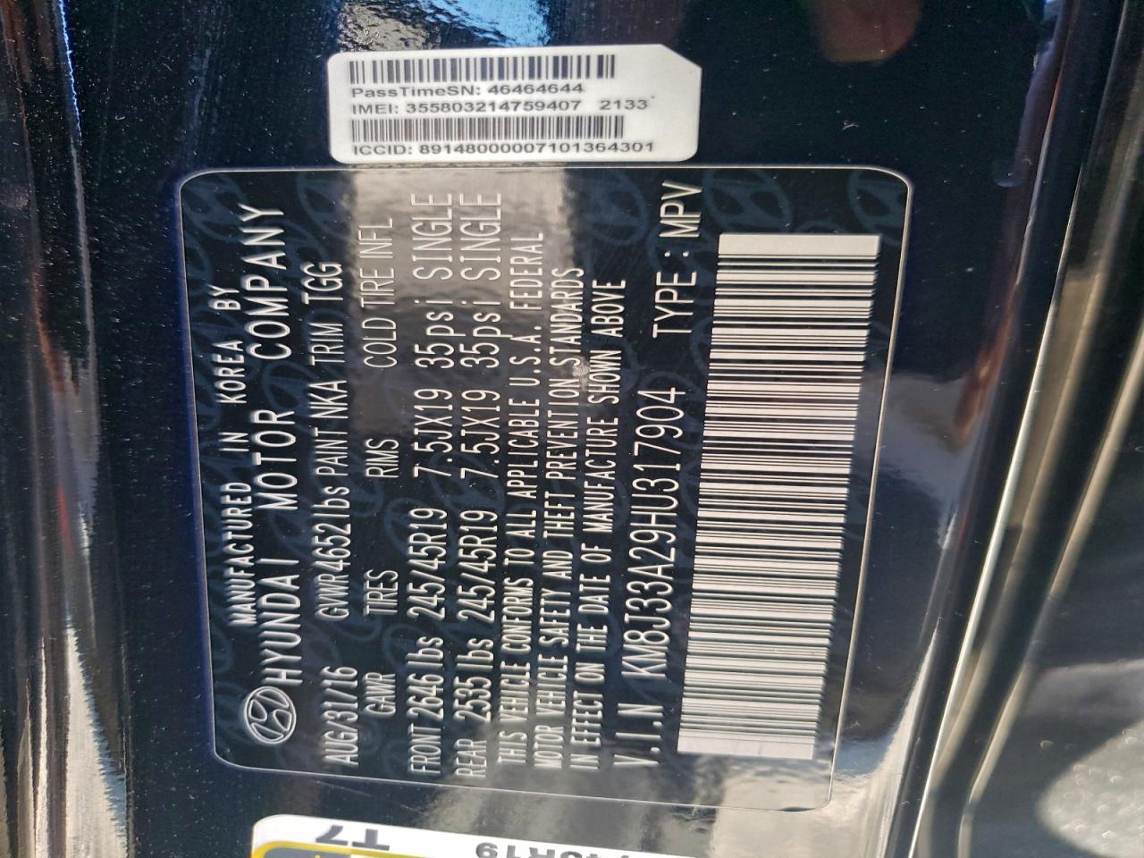 2017 Hyundai Tucson Limited VIN: KM8J33A29HU317904 Lot: 94480775