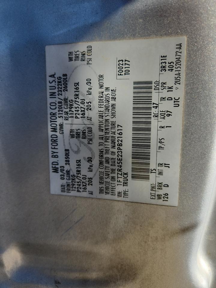 2003 Ford Ranger Super Cab VIN: 1FTZR45E23PB21617 Lot: 91007405