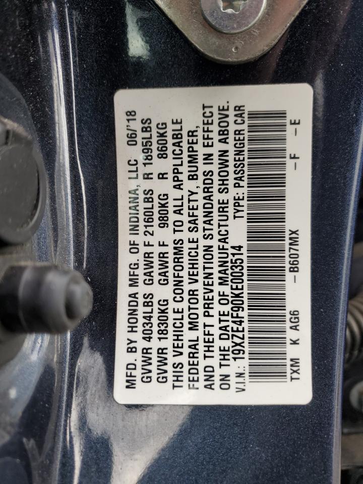 2019 Honda Insight Touring VIN: 19XZE4F90KE003514 Lot: 92395585