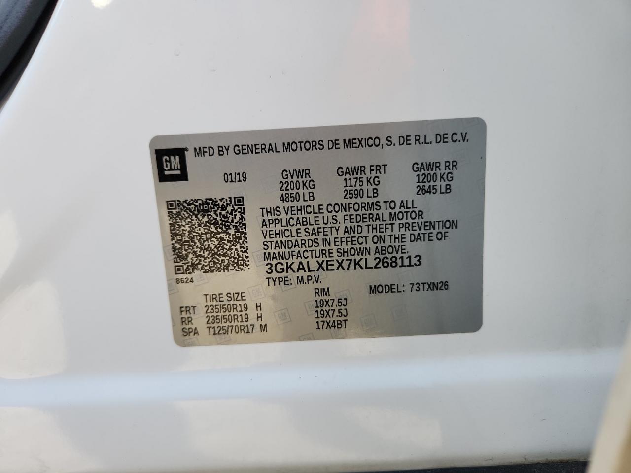 2019 GMC Terrain Denali VIN: 3GKALXEX7KL268113 Lot: 91838405