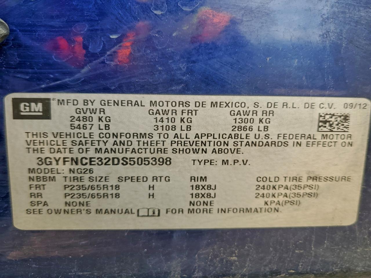 2013 Cadillac Srx Luxury Collection VIN: 3GYFNCE32DS505398 Lot: 94541905