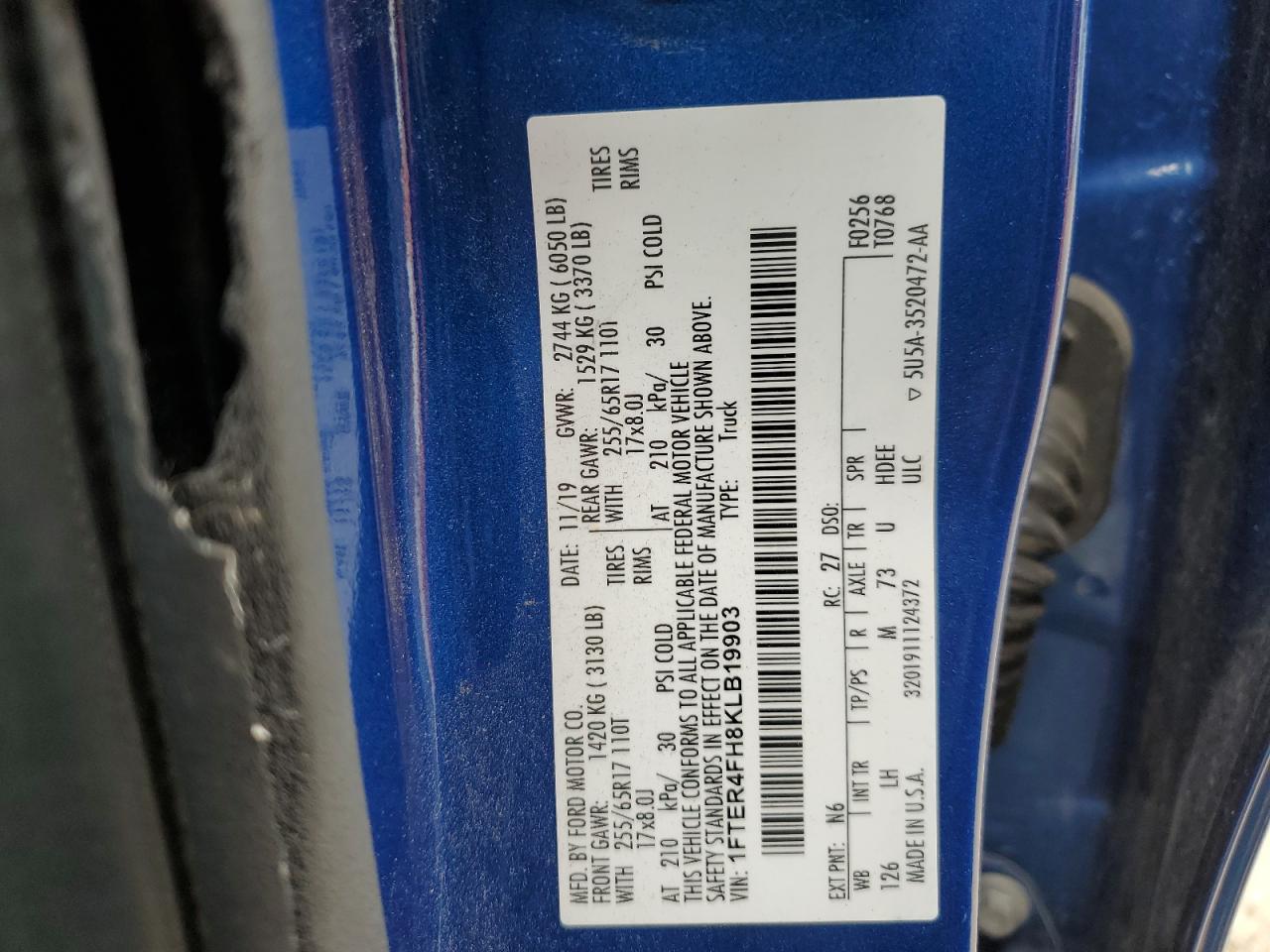 2019 Ford Ranger Xl VIN: 1FTER4FH8KLB19903 Lot: 92084515