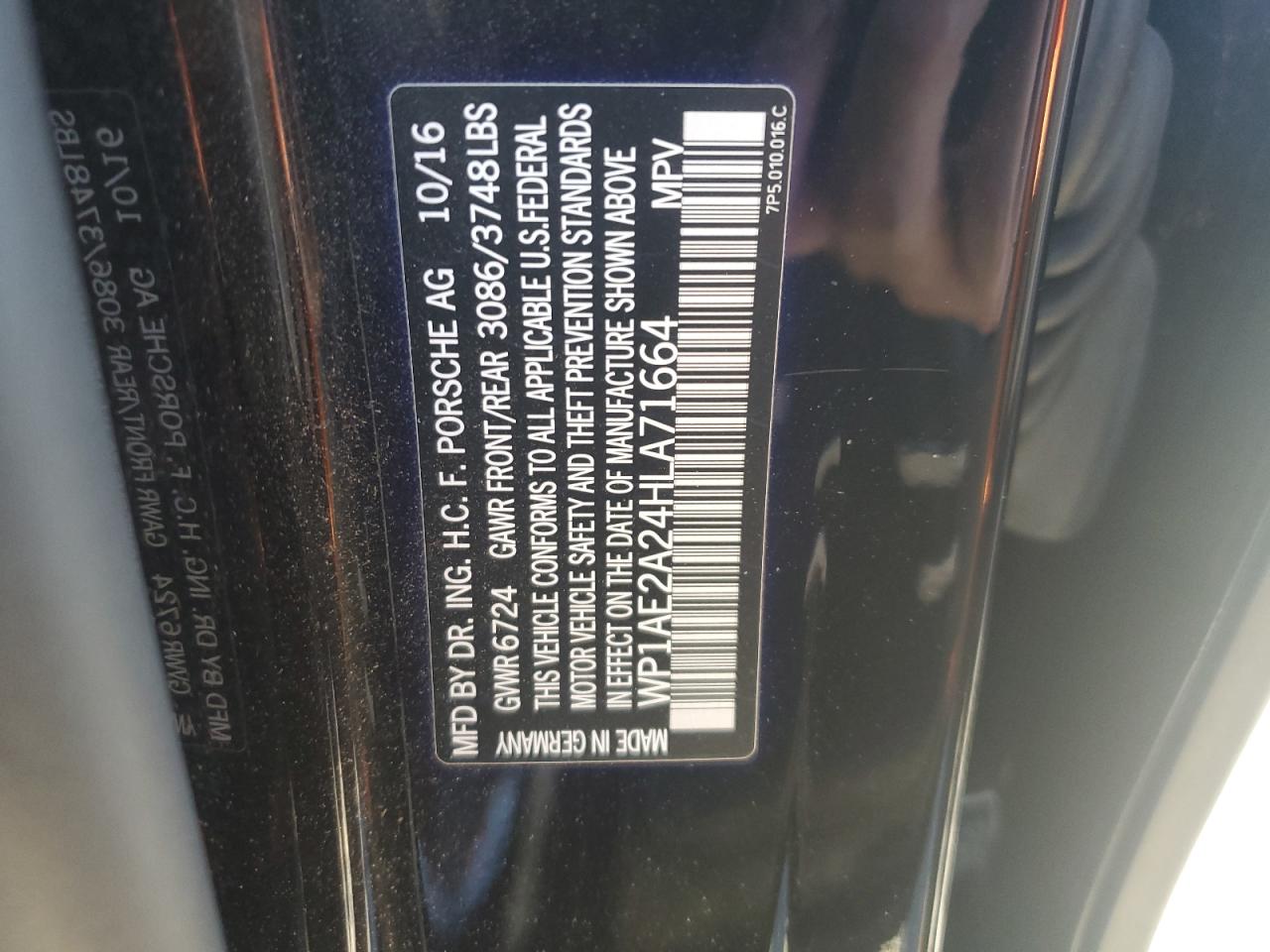 2017 Porsche Cayenne Se Hybrid Platinum VIN: WP1AE2A24HLA71664 Lot: 91930935