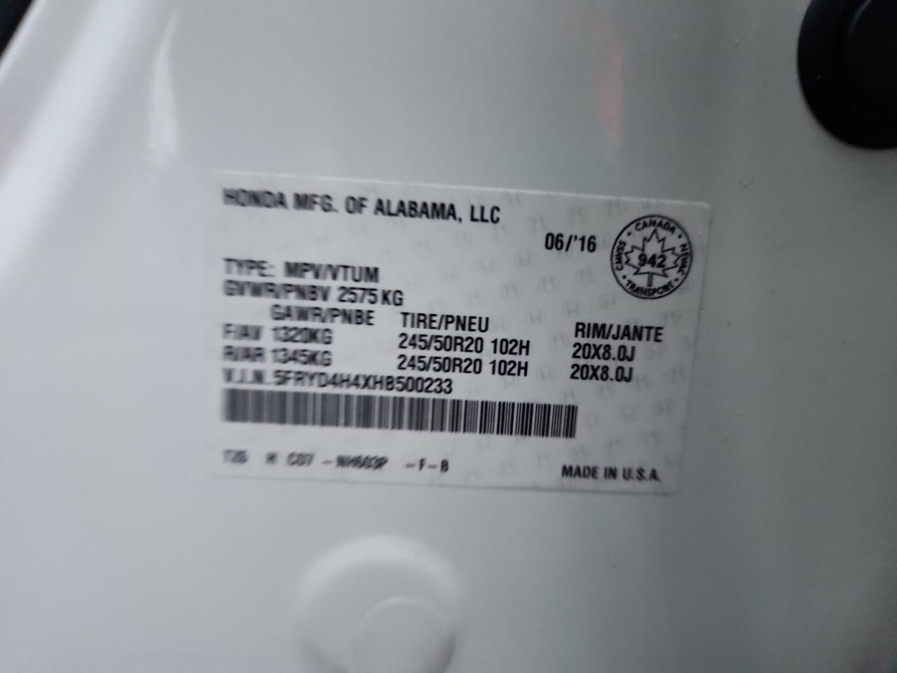 2017 Acura Mdx Navi VIN: 5FRYD4H4XHB500233 Lot: 93718525