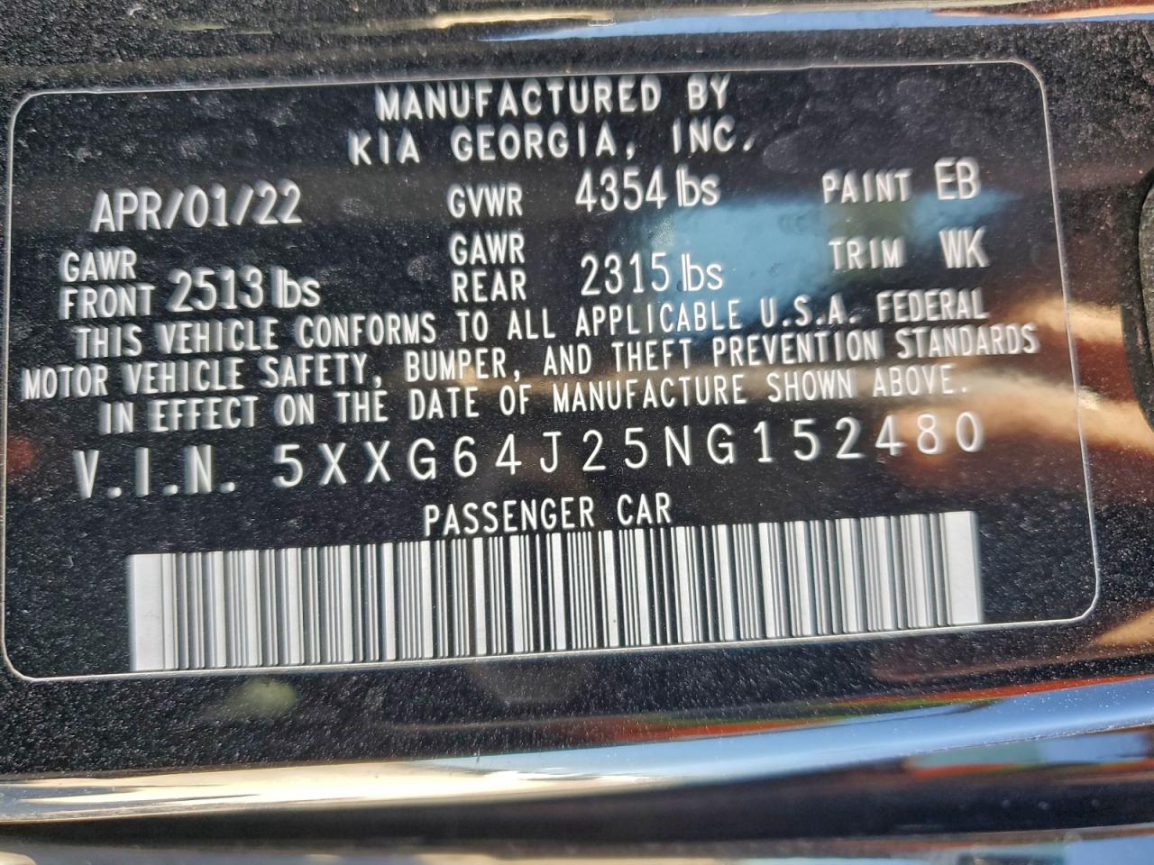 2022 Kia K5 Gt Line VIN: 5XXG64J25NG152480 Lot: 94665405