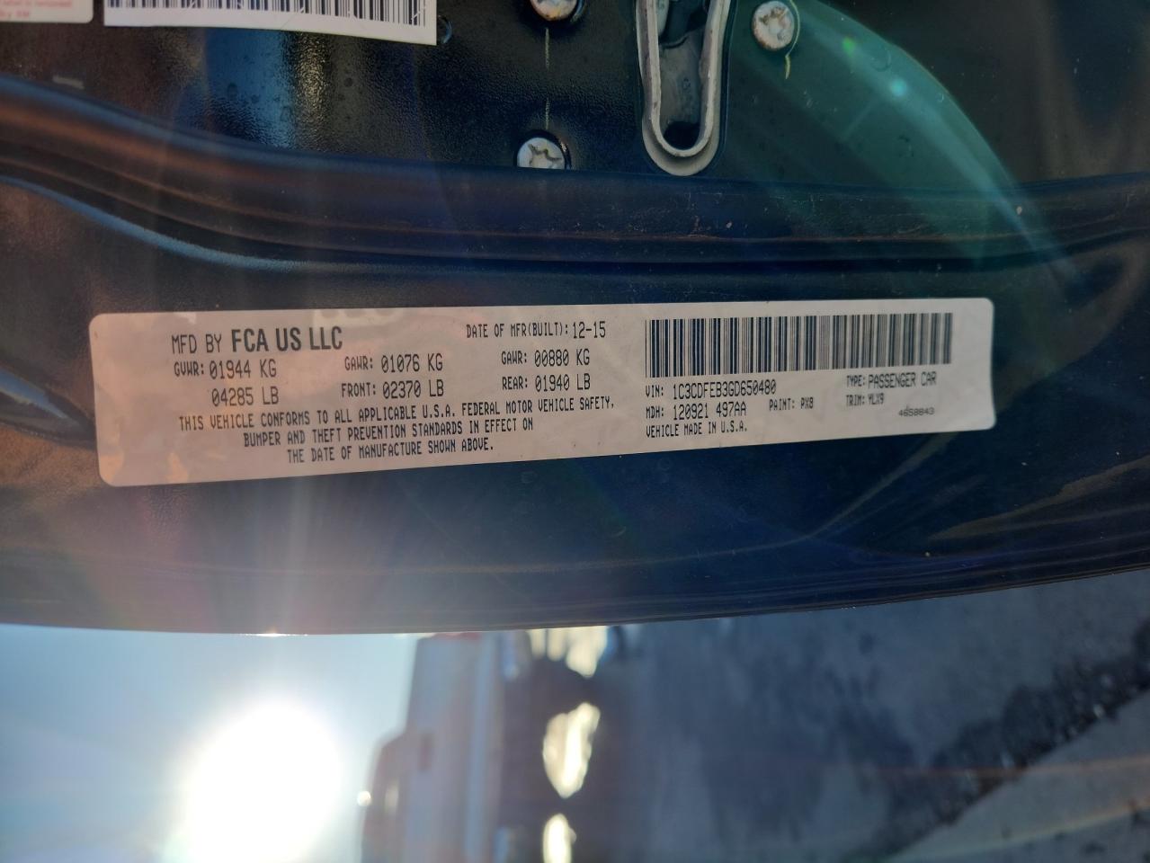 2016 Dodge Dart Gt VIN: 1C3CDFEB3GD650480 Lot: 92848975