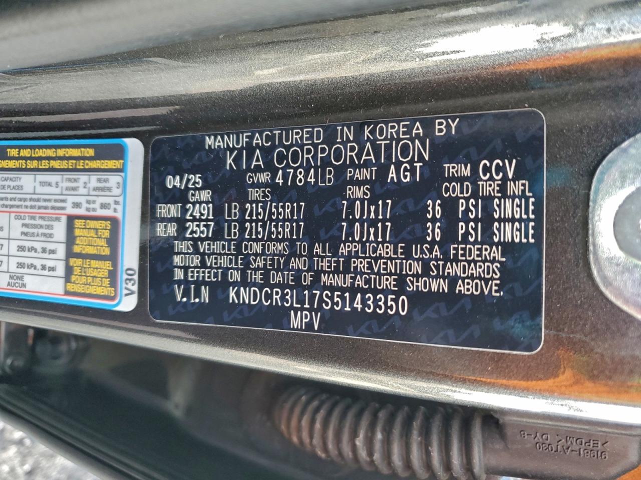 2025 Kia Niro Wind VIN: KNDCR3L17S5143350 Lot: 93887425