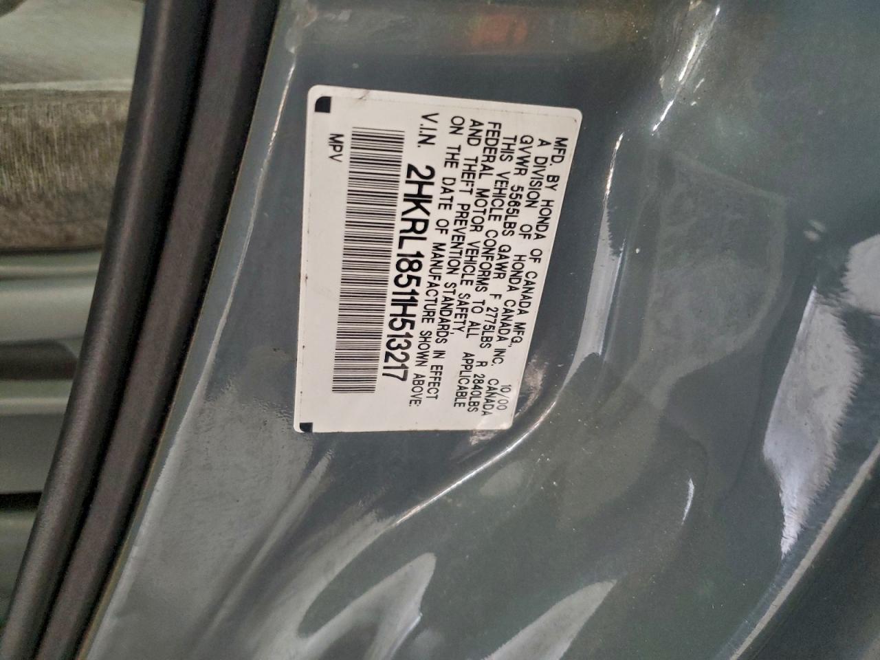 2001 Honda Odyssey Lx VIN: 2HKRL18511H513217 Lot: 94512015