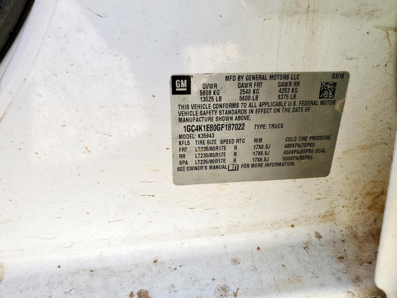2016 Chevrolet Silverado Flatbed Truck VIN: 1GC4K1E80GF187022 Lot: 92163435
