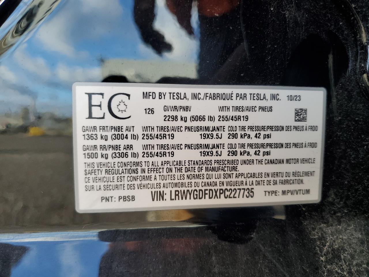 2023 Tesla Model Y VIN: LRWYGDFDXPC227735 Lot: 91181635