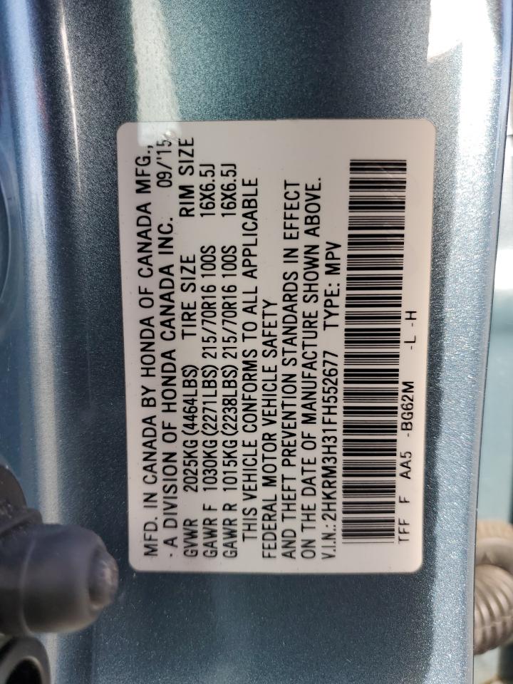 2015 Honda Cr-V Lx VIN: 2HKRM3H31FH552677 Lot: 91733915