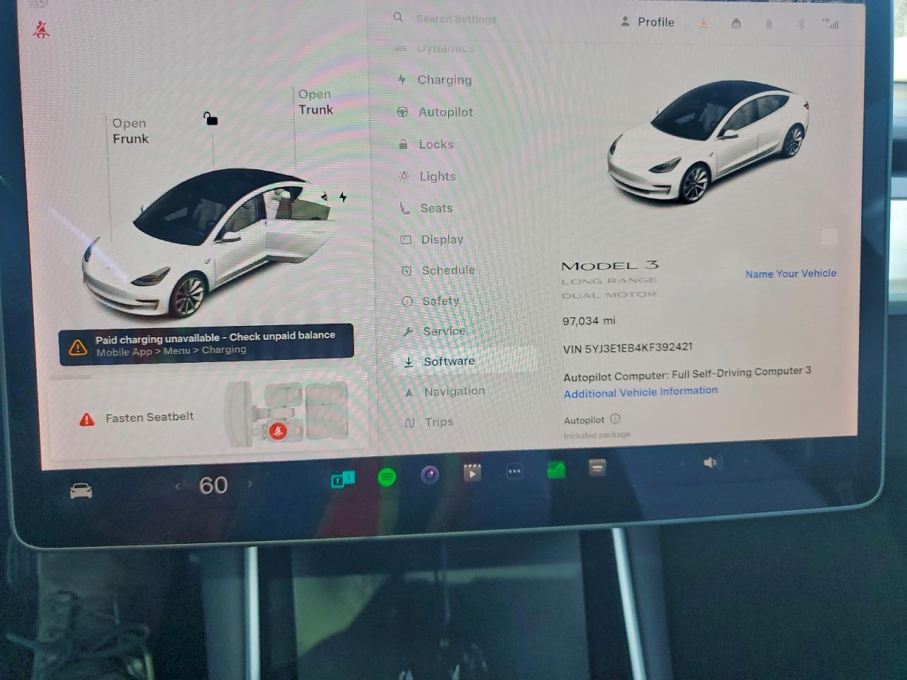 2019 Tesla Model 3 VIN: 5YJ3E1EB4KF392421 Lot: 92390755