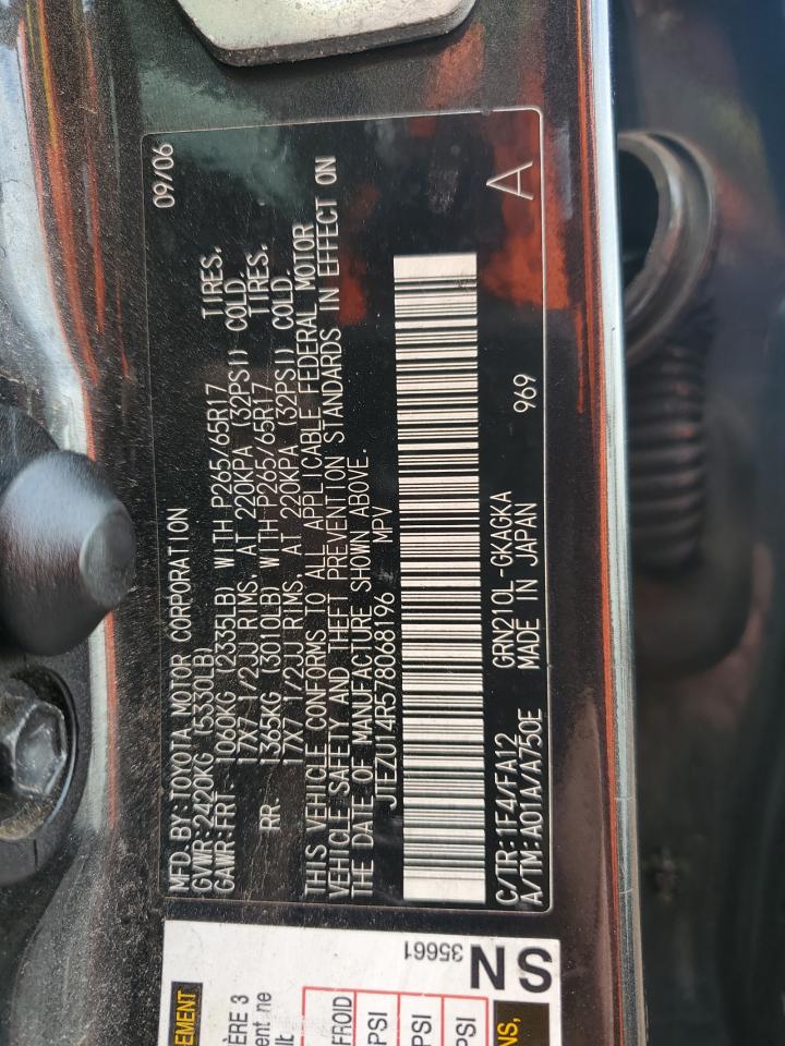 2007 Toyota 4Runner Sr5 VIN: JTEZU14R578068196 Lot: 93525625