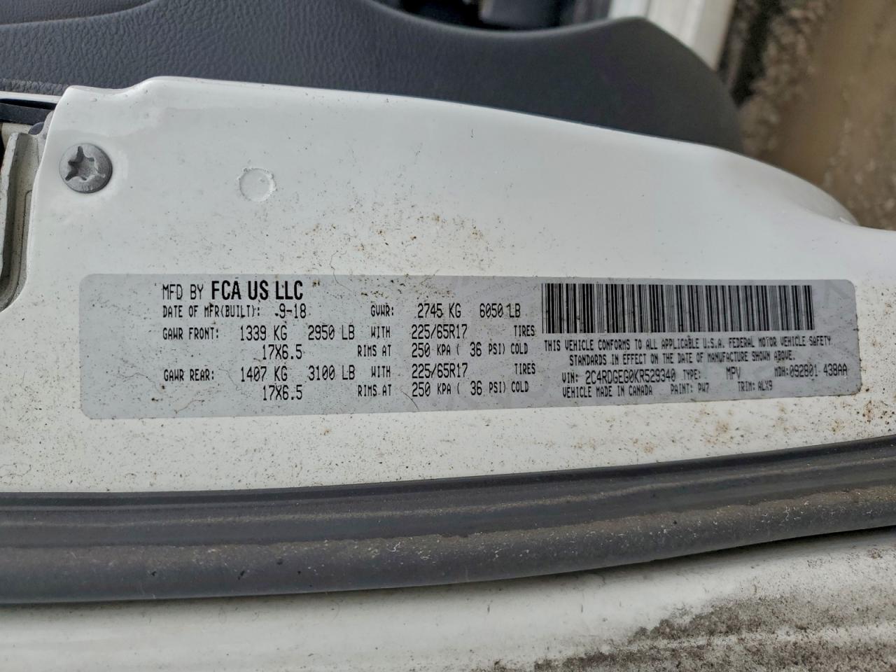 2019 Dodge Grand Caravan Gt VIN: 2C4RDGEG3KR529340 Lot: 94550085