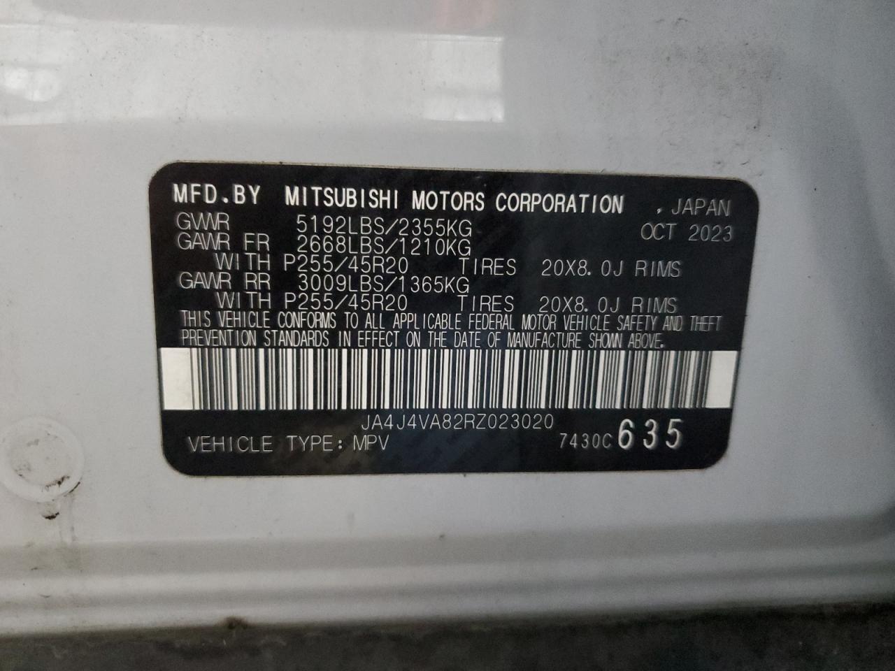 2024 Mitsubishi Outlander Se VIN: JA4J4VA82RZ023020 Lot: 92907405