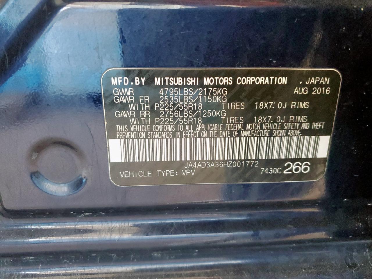 2017 Mitsubishi Outlander Se VIN: JA4AD3A36HZ001772 Lot: 93093935