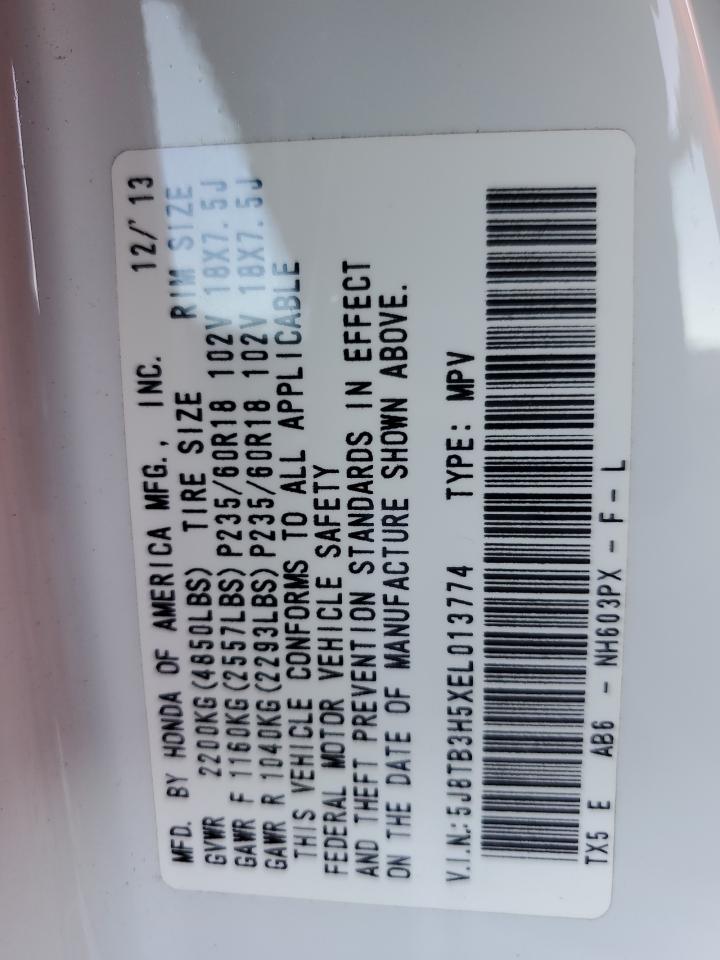 2014 Acura Rdx Technology VIN: 5J8TB3H5XEL013774 Lot: 93228185