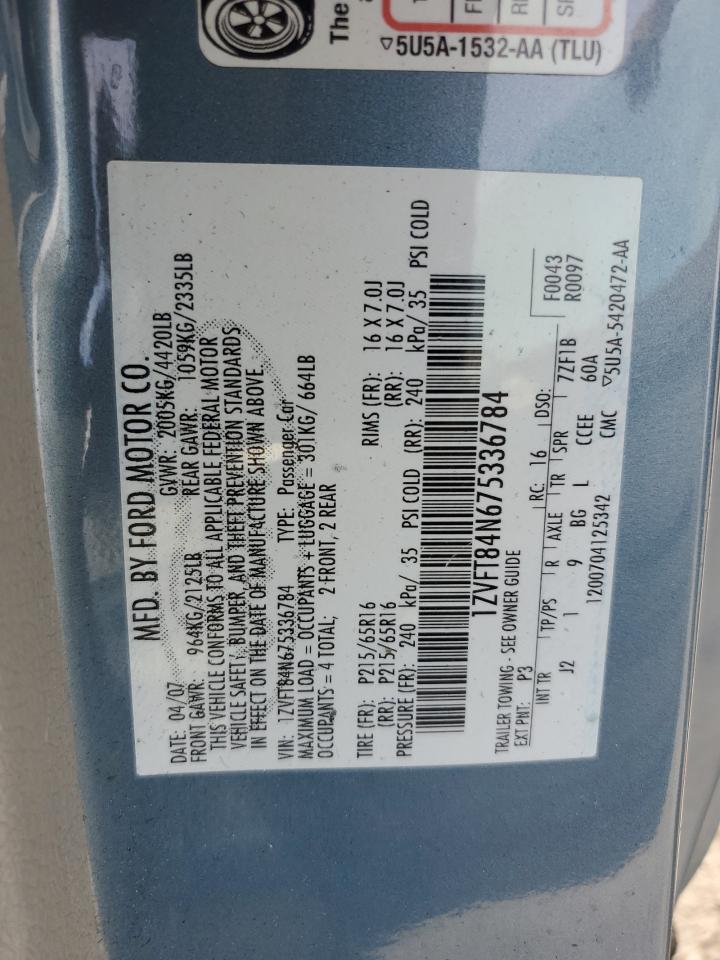 2007 Ford Mustang VIN: 1ZVFT84N675336784 Lot: 92824835