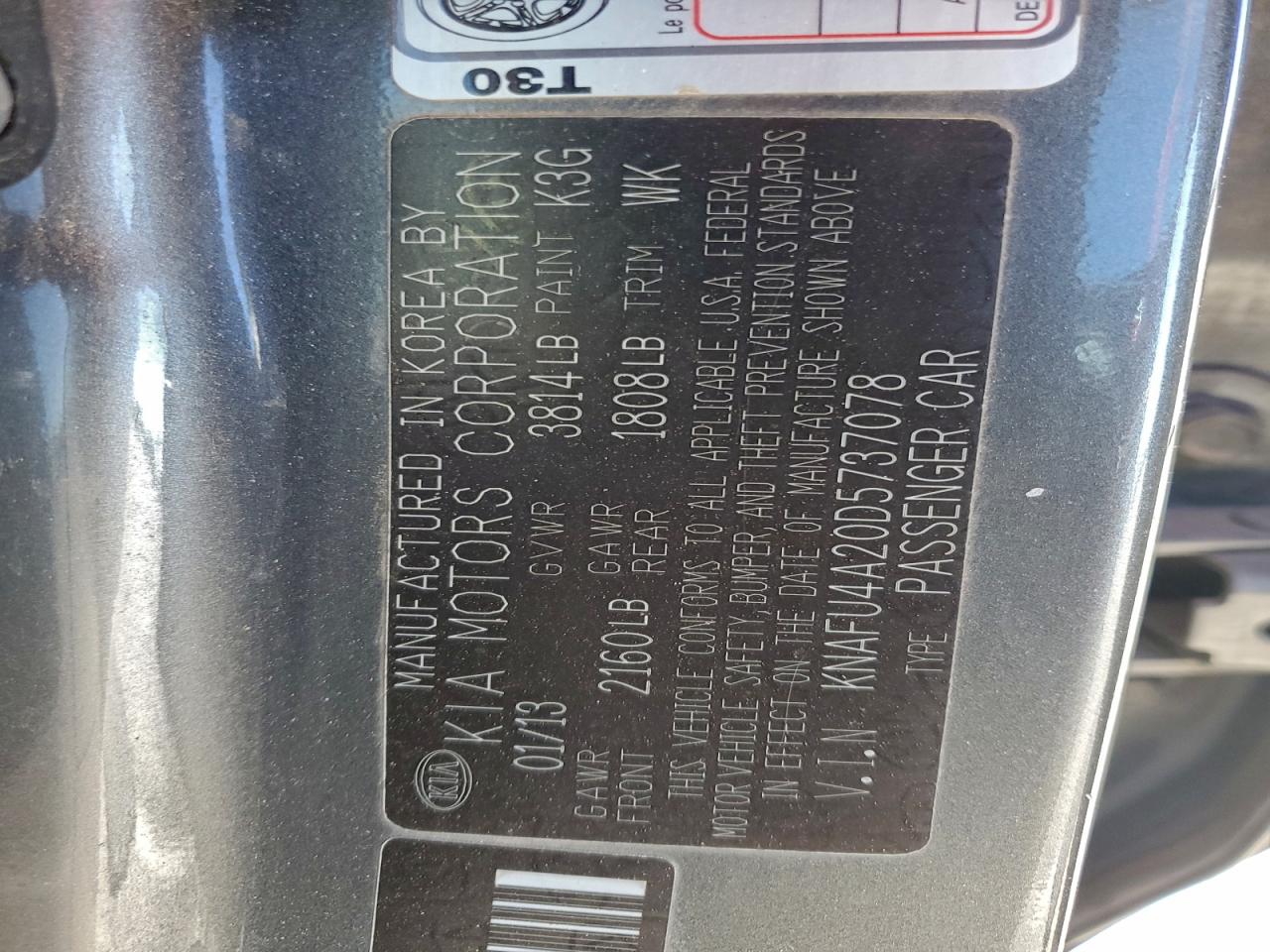 2013 Kia Forte Ex VIN: KNAFU4A20D5737078 Lot: 93898415