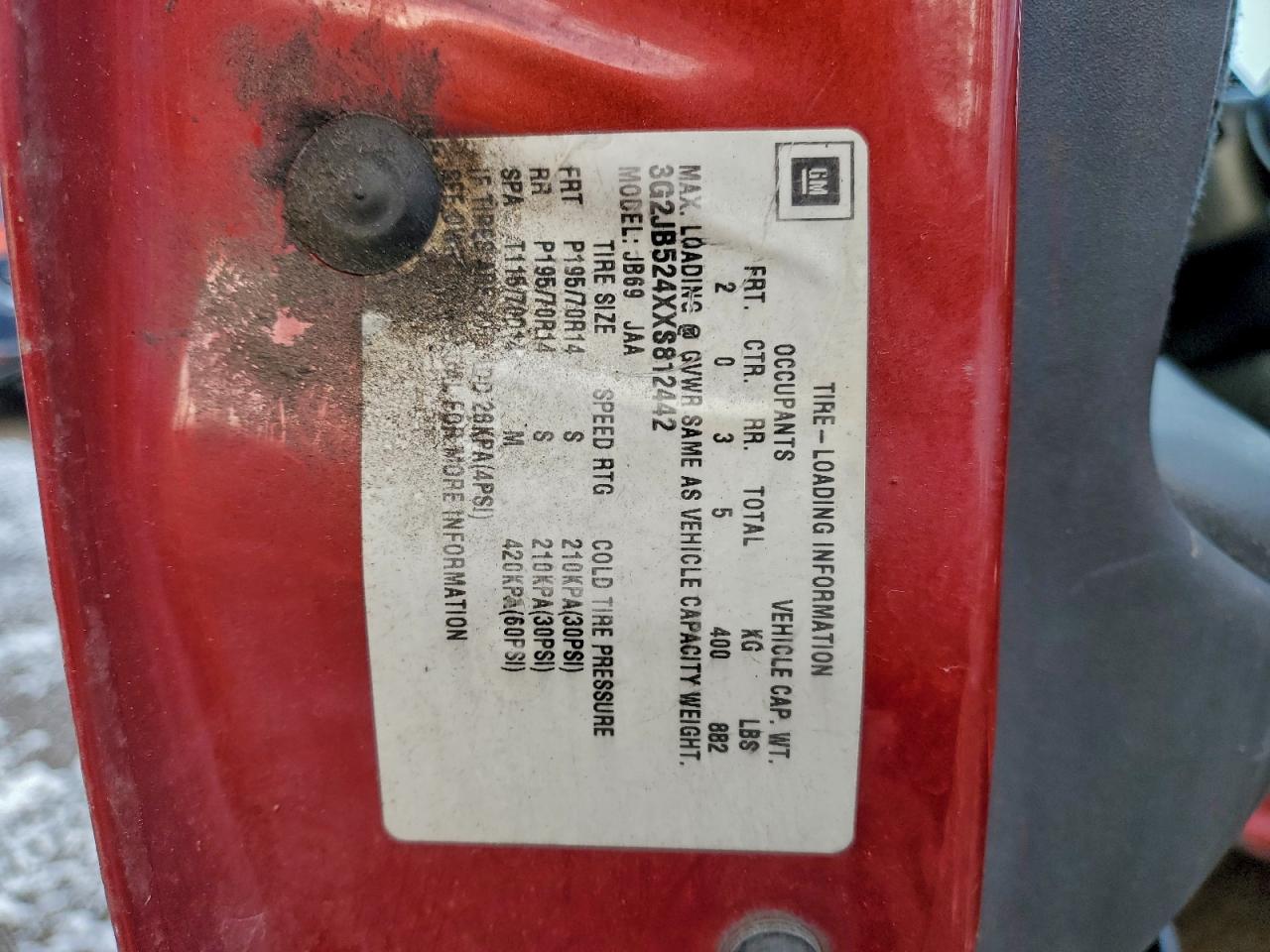 1999 Pontiac Sunfire Se VIN: 3G2JB524XXS812442 Lot: 94276145