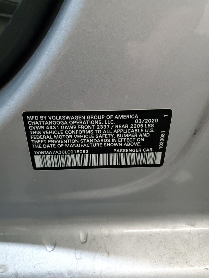 2020 Volkswagen Passat R-Line VIN: 1VWMA7A30LC018093 Lot: 93015705