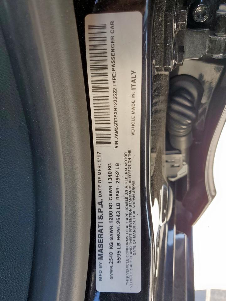 2017 Maserati Quattroporte S VIN: ZAM56RRSXH1235522 Lot: 90993935