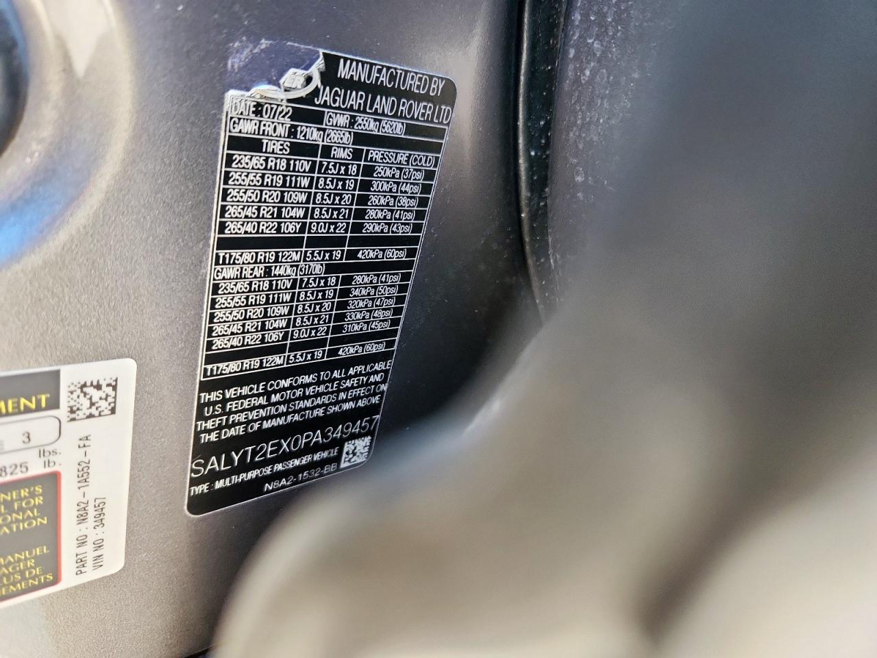 2023 Land Rover Range Rover Velar R-Dynamic S VIN: SALYT2EX0PA349457 Lot: 91924145