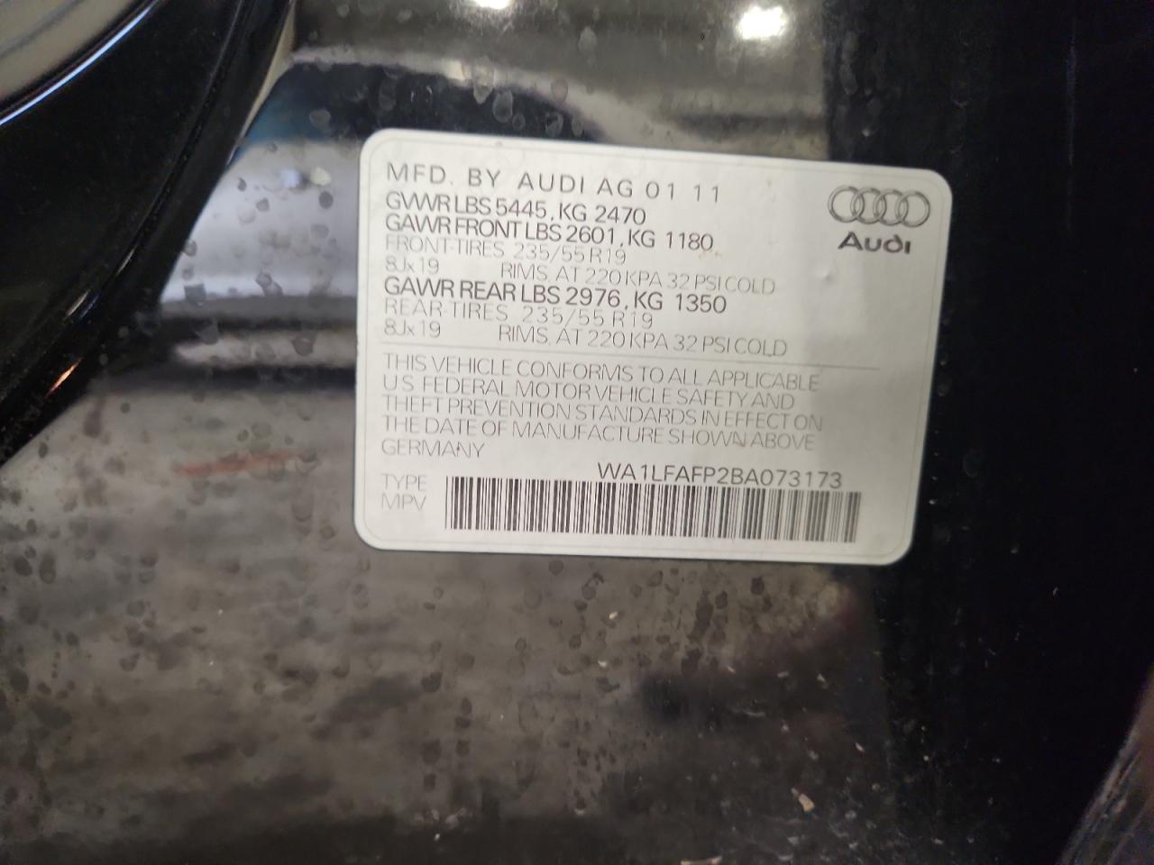 2011 Audi Q5 Premium Plus VIN: WA1LFAFP2BA073173 Lot: 92044195