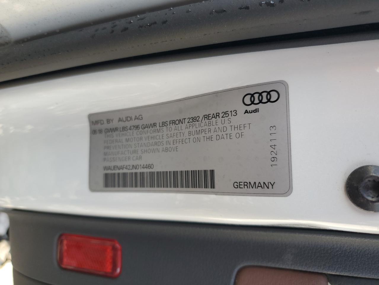 2018 Audi A4 Premium Plus VIN: WAUENAF42JN014460 Lot: 91460175