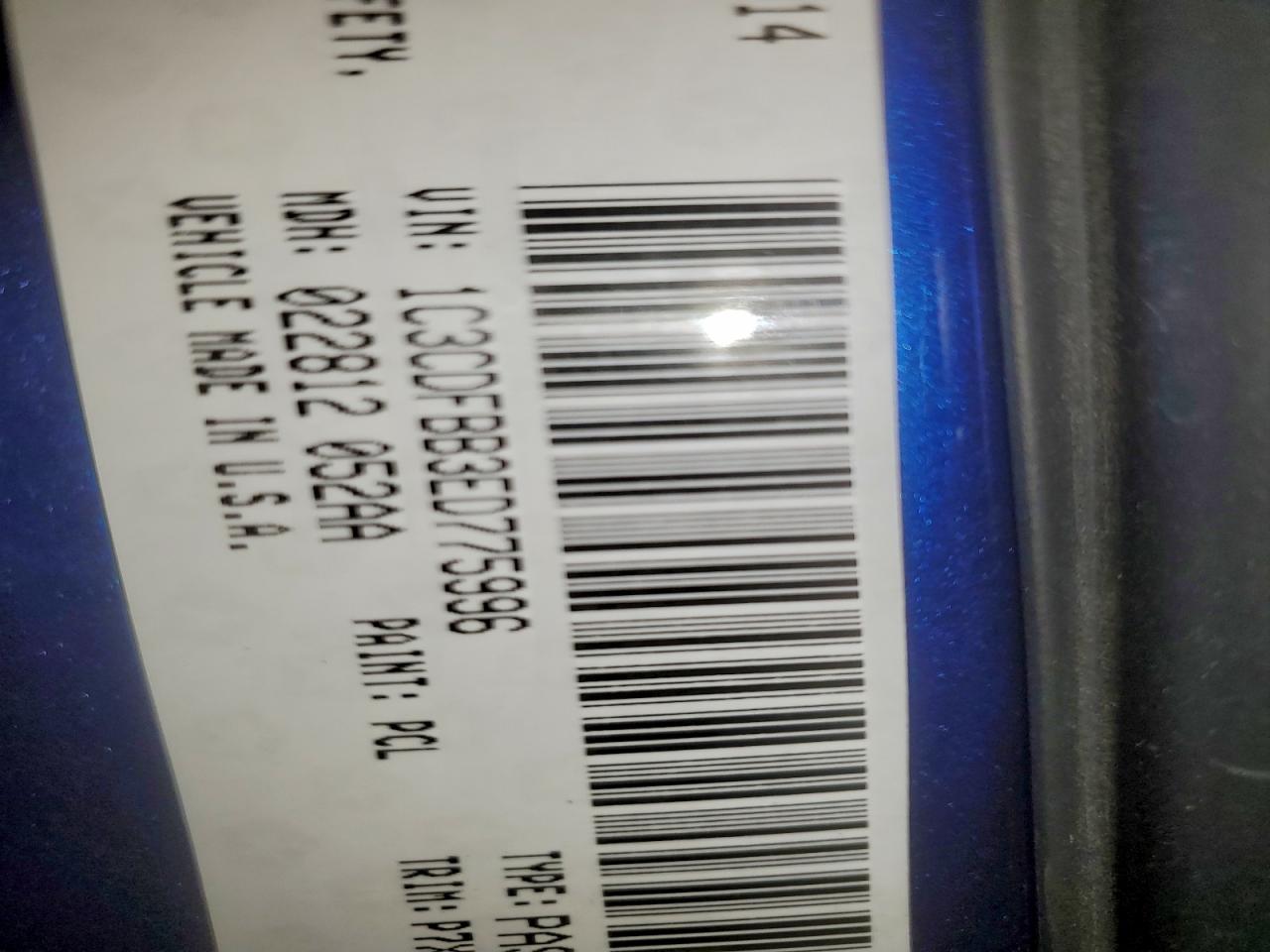 2014 Dodge Dart Sxt VIN: 1C3CDFBB3ED775996 Lot: 94839705