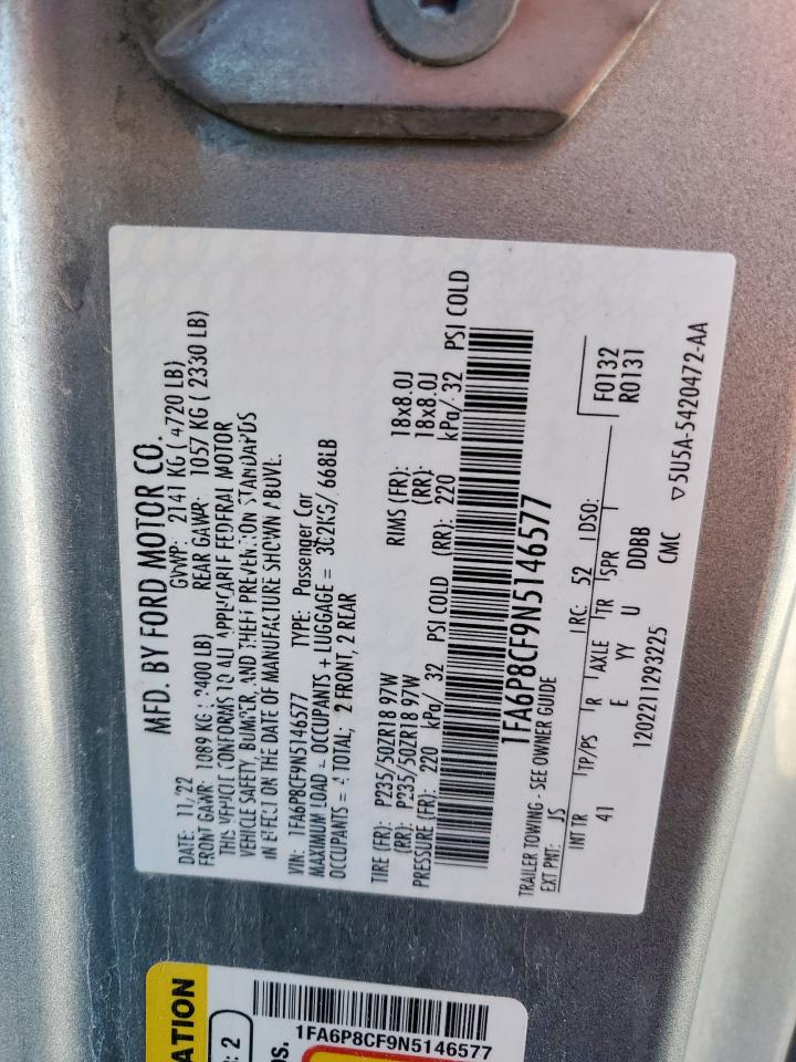 2022 Ford Mustang Gt VIN: 1FA6P8CF9N5146577 Lot: 91050045