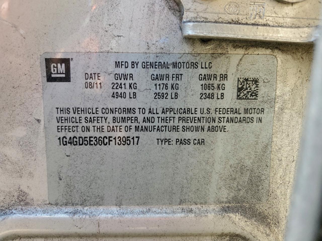 2012 Buick Lacrosse Premium VIN: 1G4GD5E36CF139517 Lot: 94026755