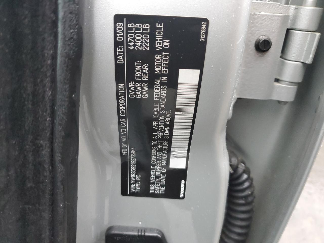 2009 Volvo S60 2.5T VIN: YV1RS592192735844 Lot: 93679135