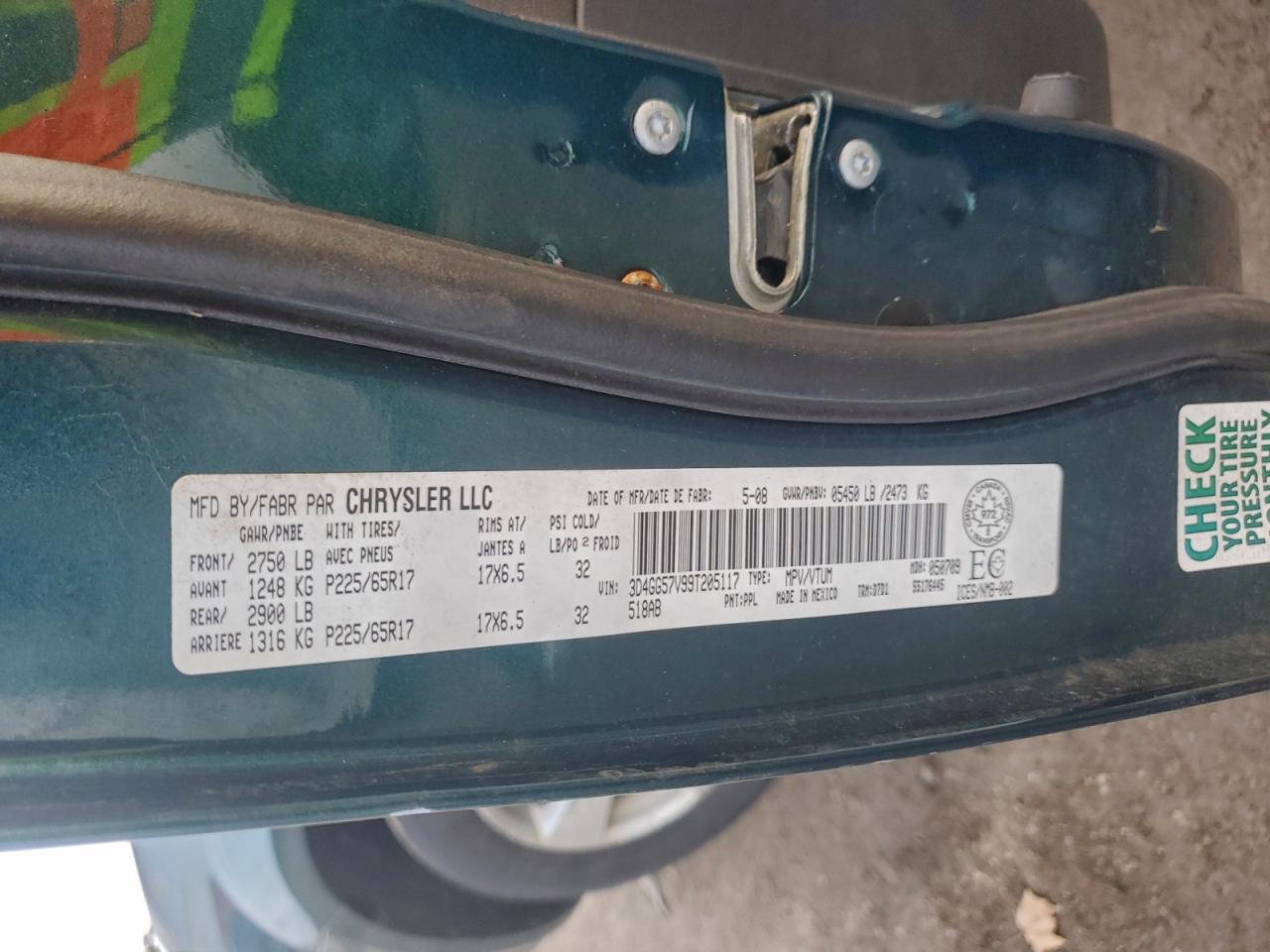 2009 Dodge Journey Sxt VIN: 3D4GG57V99T205117 Lot: 93401385