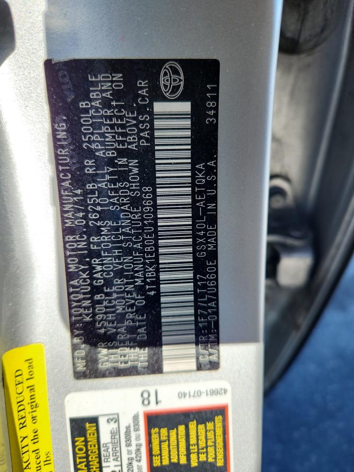 2014 Toyota Avalon Base VIN: 4T1BK1EB0EU109668 Lot: 92037255