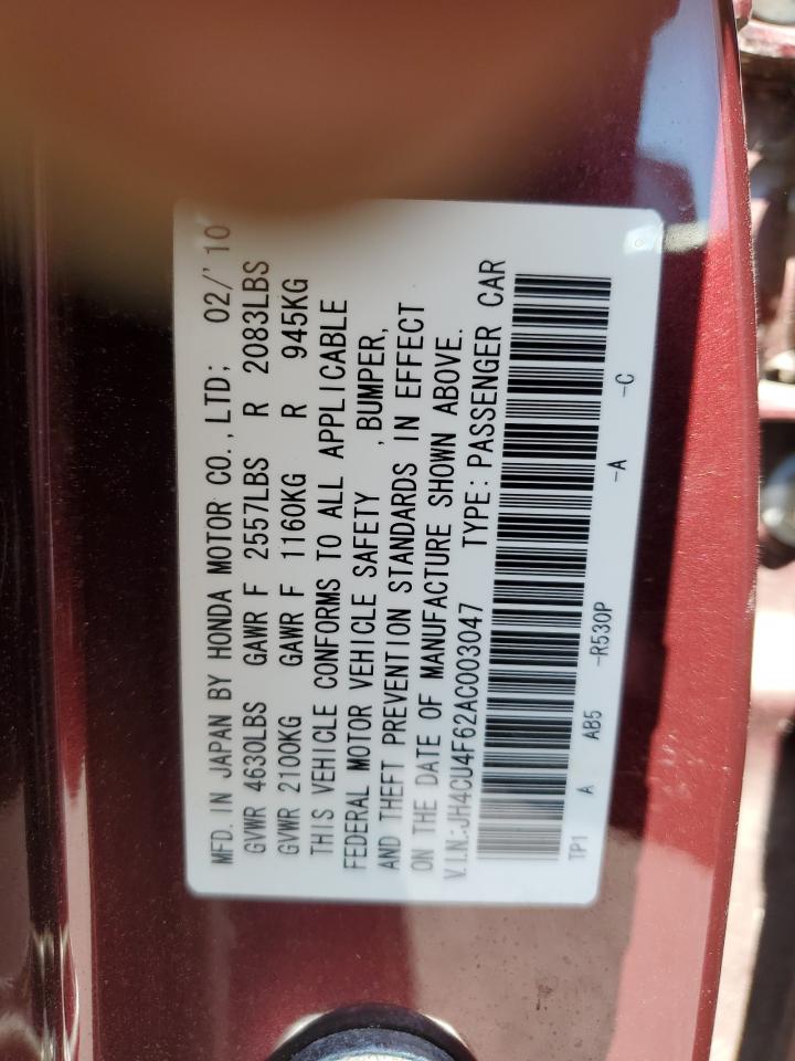 2010 Acura Tsx VIN: JH4CU4F62AC003047 Lot: 91513275