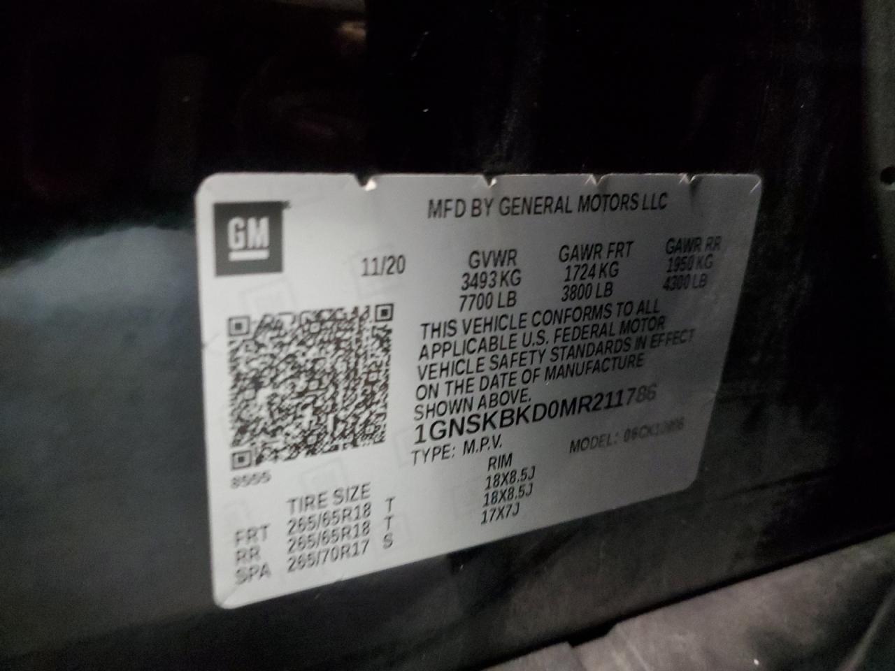 2021 Chevrolet Suburban K1500 Ls VIN: 1GNSKBKD0MR211786 Lot: 93638325