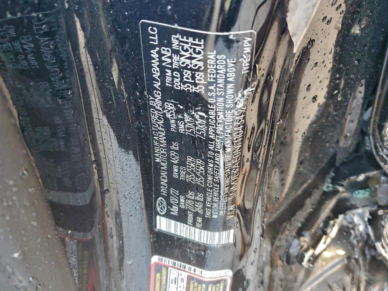 2022 Hyundai Tucson Limited VIN: 5NMJE3AE0NH104349 Lot: 94544475