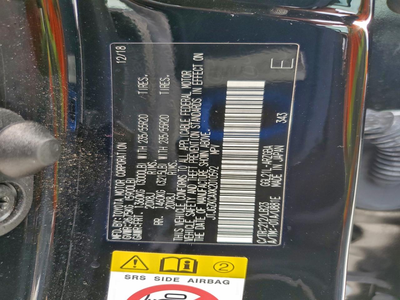 2019 Lexus Rx 350 L VIN: JTJGZKCAXK2010592 Lot: 93611185