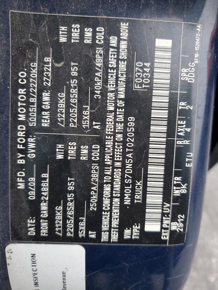 2010 Ford Transit Connect Xlt VIN: NM0LS7DN5AT020599 Lot: 93632245