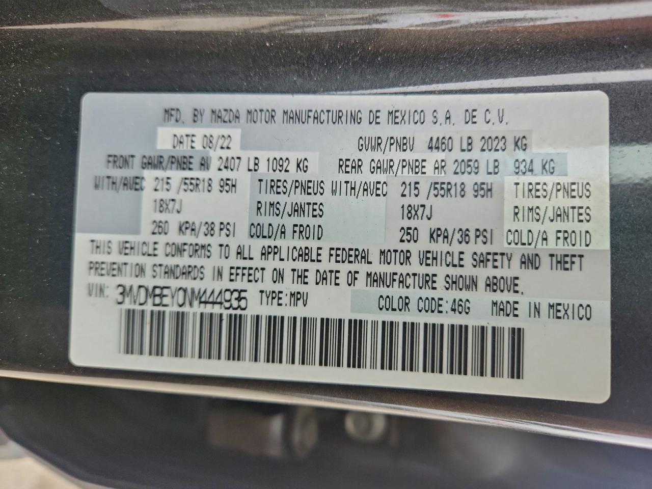 2022 Mazda Cx-30 Premium Plus VIN: 3MVDMBEY0NM444935 Lot: 93722345