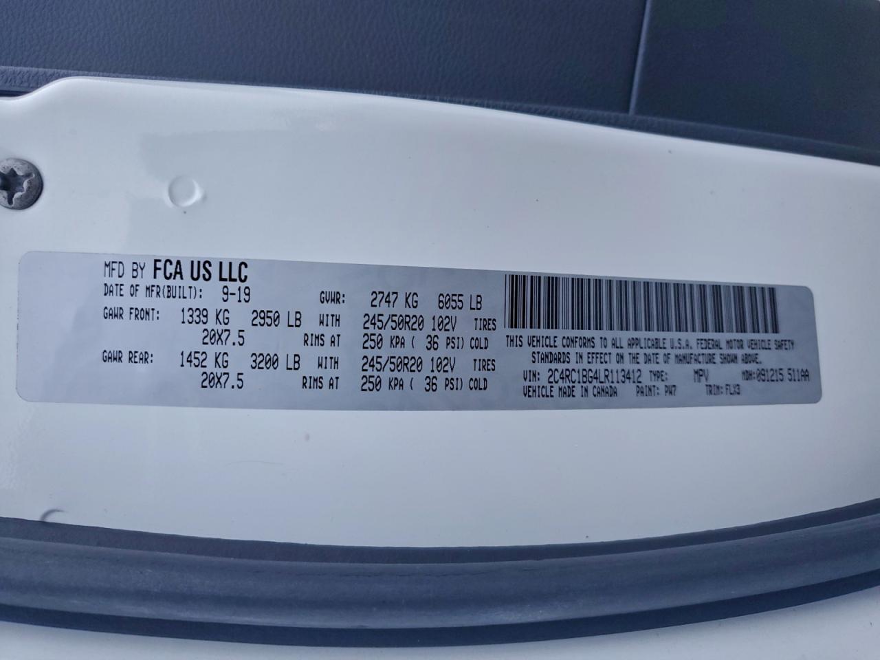 2020 Chrysler Pacifica Touring L VIN: 2C4RC1BG4LR113412 Lot: 93859105