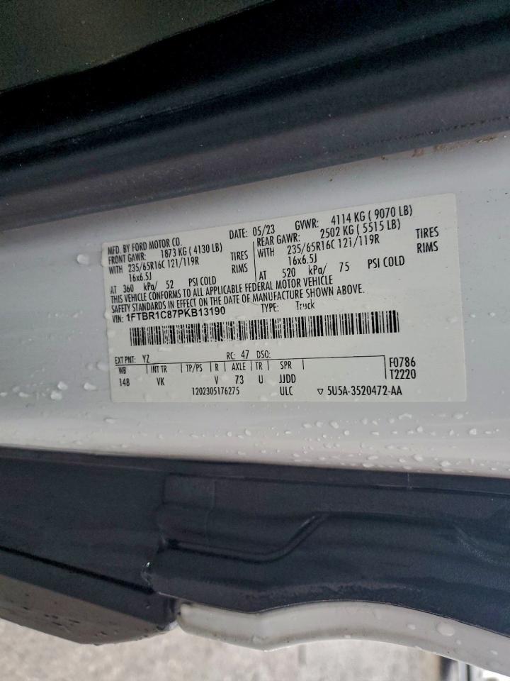 2023 Ford Transit T-250 VIN: 1FTBR1C87PKB13190 Lot: 94153745