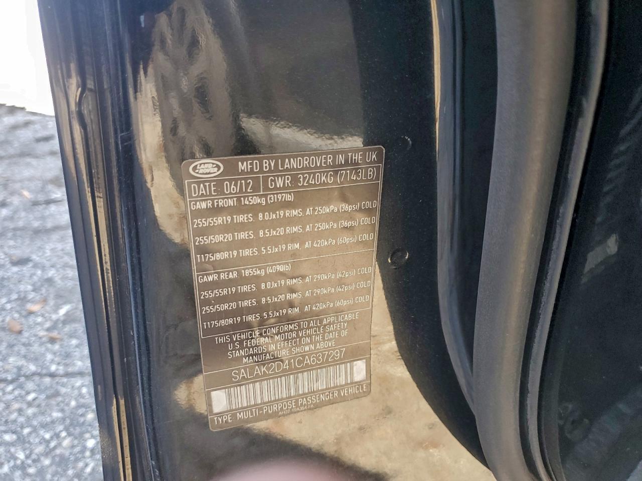 2012 Land Rover Lr4 Hse Luxury VIN: SALAK2D41CA637297 Lot: 93783695