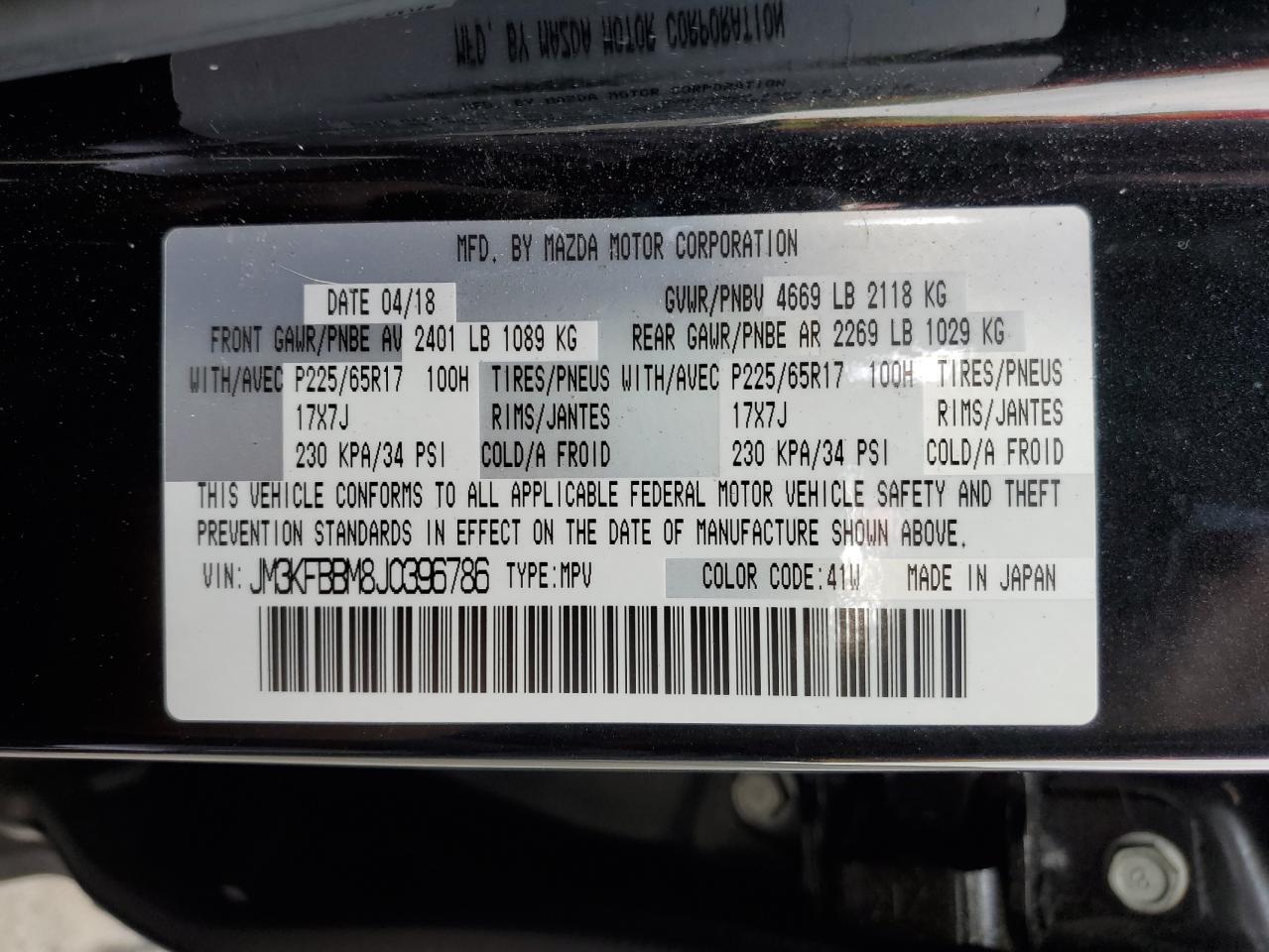 2018 Mazda Cx-5 Sport VIN: JM3KFBBM8J0396786 Lot: 92063605