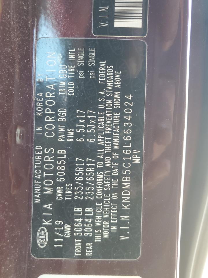 2020 Kia Sedona Lx VIN: KNDMB5C16L6634024 Lot: 93499435