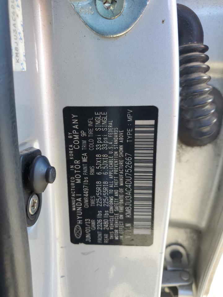 2013 Hyundai Tucson Gls VIN: KM8JU3AC4DU752667 Lot: 90974855