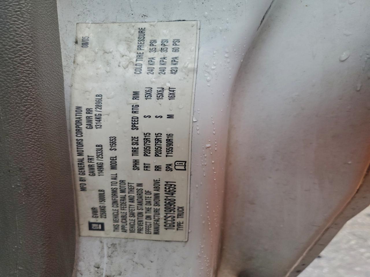 2006 Chevrolet Colorado VIN: 1GCCS198968146591 Lot: 94310605