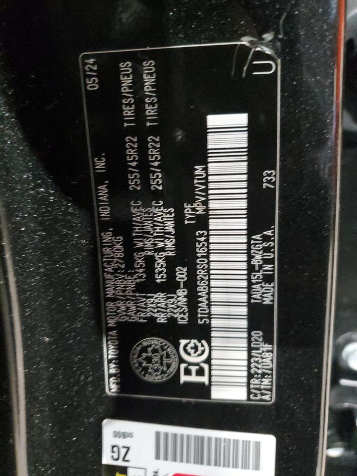 2024 Lexus Tx 350 Base VIN: 5TDAAAB62RS016543 Lot: 91685765