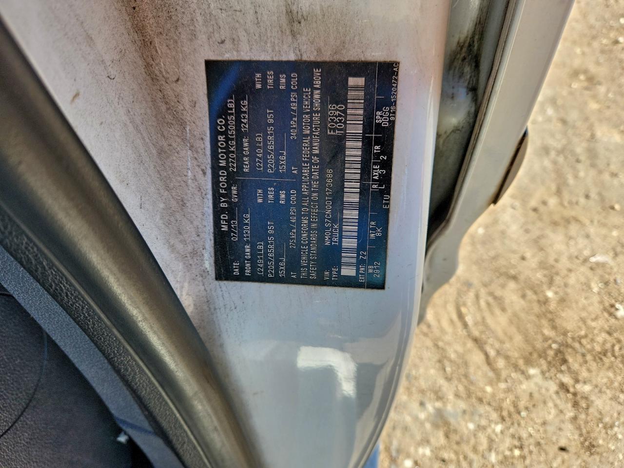 2013 Ford Transit Connect Xl VIN: NM0LS7CN0DT173686 Lot: 93936885